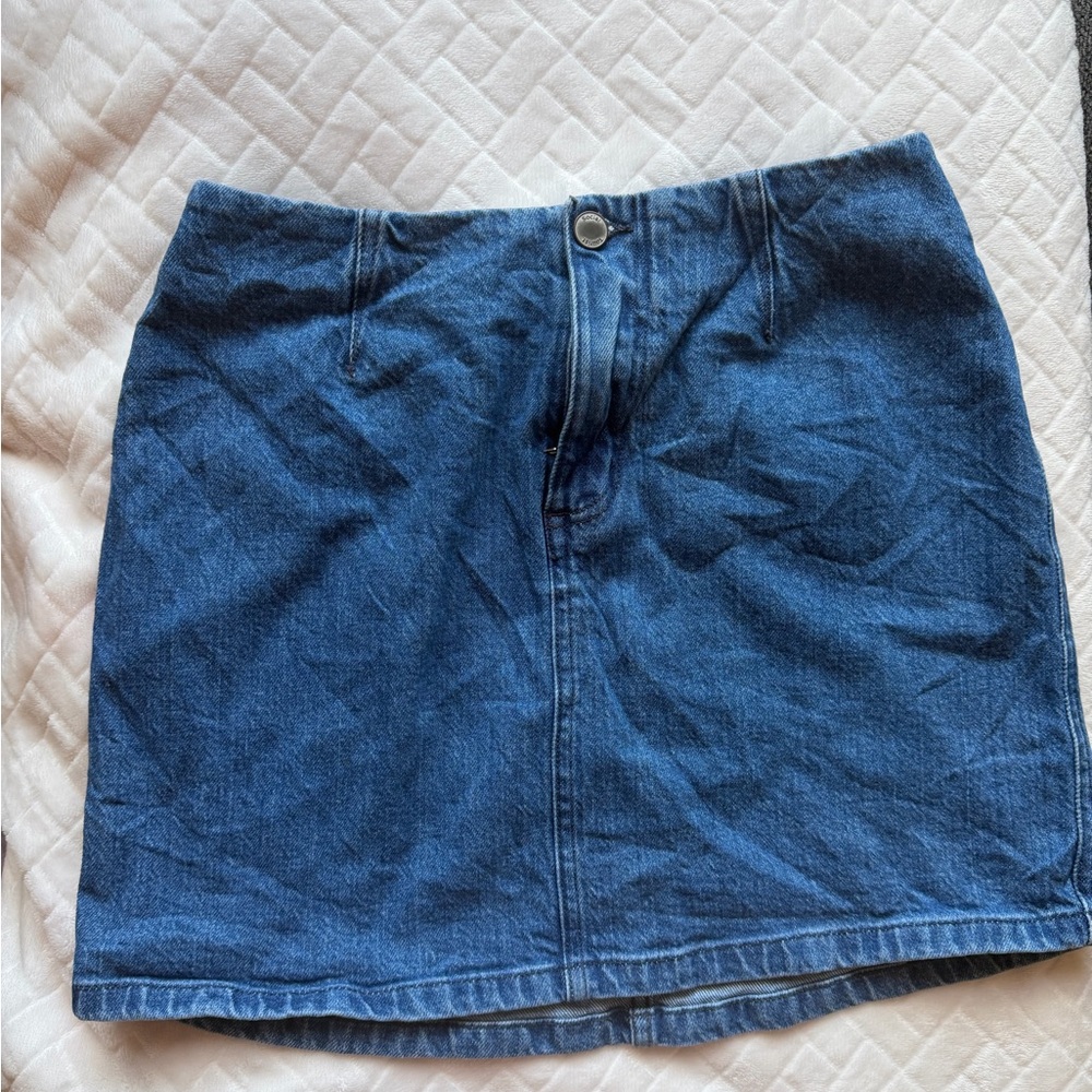 Dark Blue Denim Mini Skirt – Casual A-Line Style
